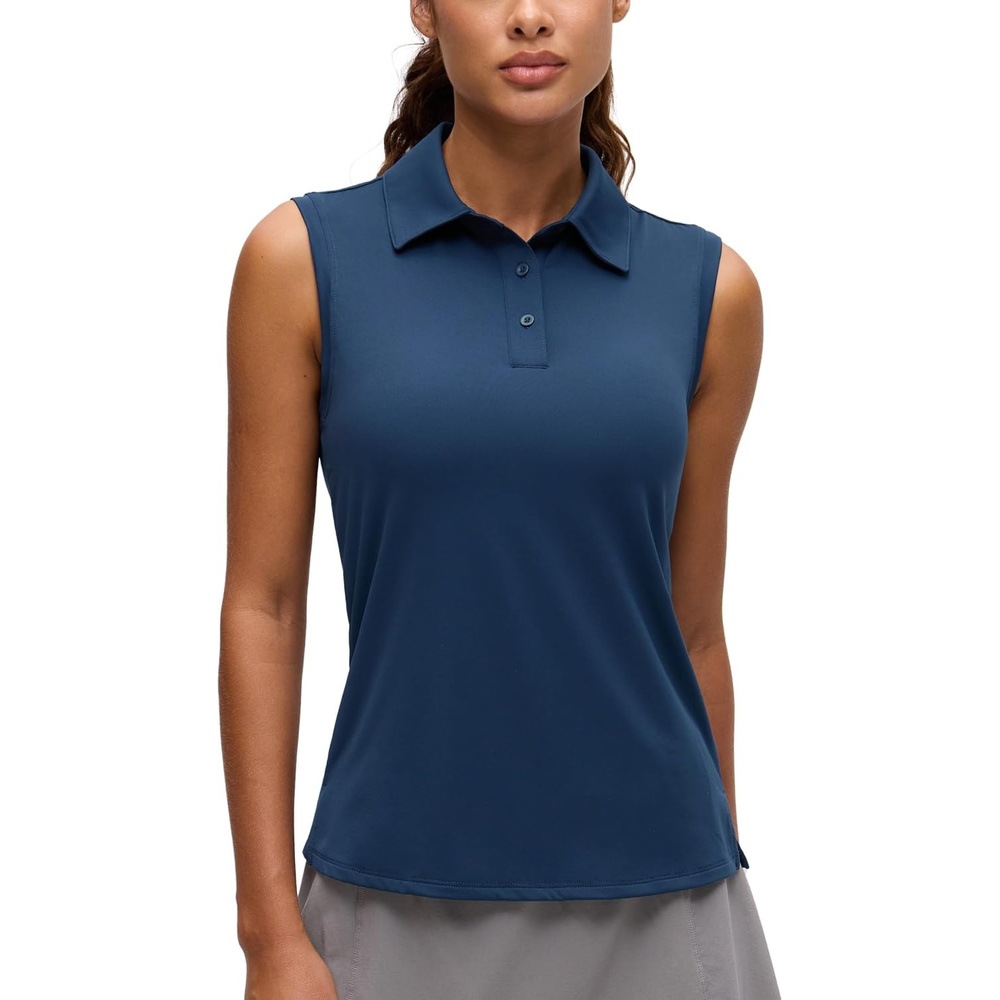 image:imageCRZ YOGA Golf Polo Shirts Sleeveless for Women UPF 50 Sun Protection Tennis Athletic Collared Tanks Lightweight Quick DryClub Blue