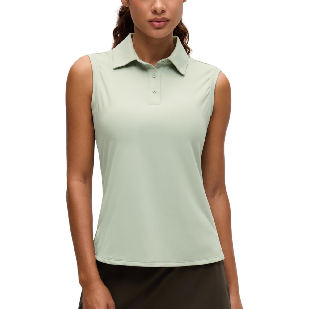 image:imageCRZ YOGA Golf Polo Shirts Sleeveless for Women UPF 50 Sun Protection Tennis Athletic Collared Tanks Lightweight Quick DryJade Grey