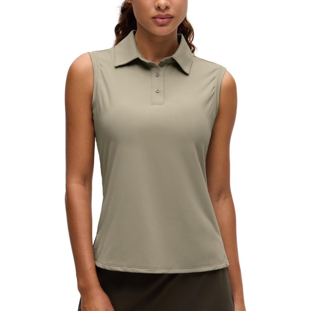 image:imageCRZ YOGA Golf Polo Shirts Sleeveless for Women UPF 50 Sun Protection Tennis Athletic Collared Tanks Lightweight Quick DryWarm Ash Grey