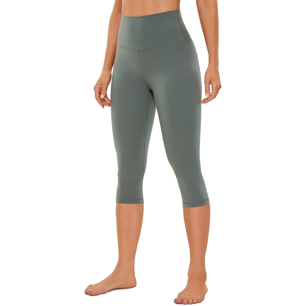 image:imageCRZ YOGA Womens Butterluxe High Waisted Capris Workout Leggings 17 Inches Lounge Buttery Soft Yoga PantsGrey Sage