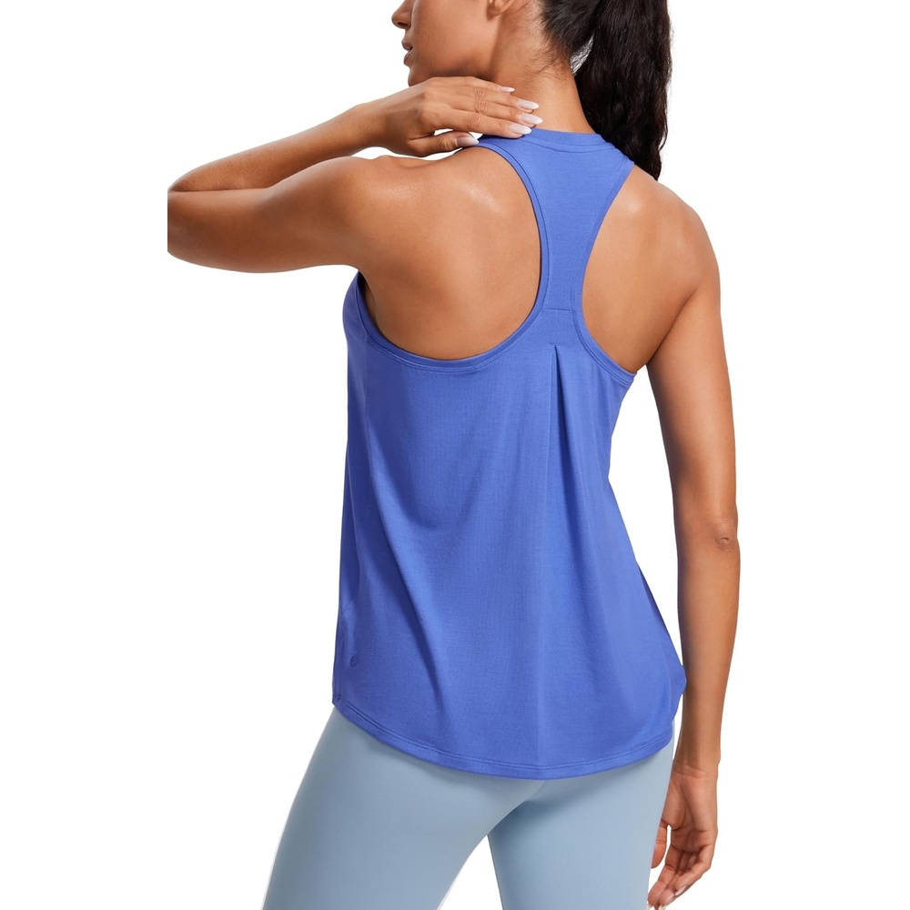 image:imageCRZ YOGA Womens Racerback Yoga Tank Tops High Crewneck Soft Casual Workout Sleeveless Flowy ShirtsWild Indigo