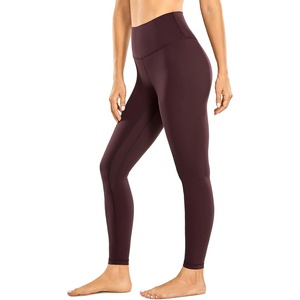 CRZ YOGA Brushed Naked Feeling Workout Leggings 25″ – High Waisted Gym Compression Tummy Control Womens Yoga Pants(Dark Russet)