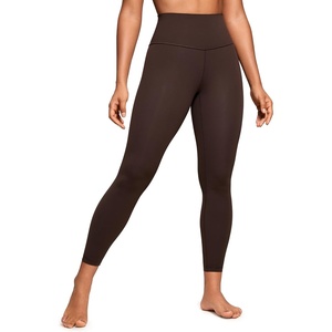 CRZ YOGA Brushed Naked Feeling Workout Leggings 25″ – High Waisted Gym Compression Tummy Control Womens Yoga Pants(Hot Fudge Brown)