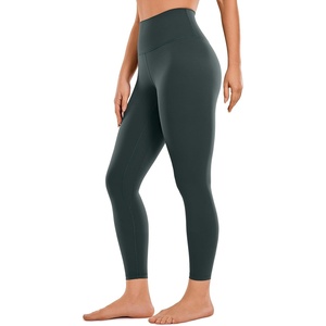 CRZ YOGA Brushed Naked Feeling Workout Leggings 25″ – High Waisted Gym Compression Tummy Control Womens Yoga Pants(Melanite)