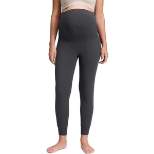CRZ YOGA Butterluxe Maternity Joggers Pockets 27″ – Workout Active Yoga Pregnancy Womens Pants Over The Belly Soft(Mysterious Grey)