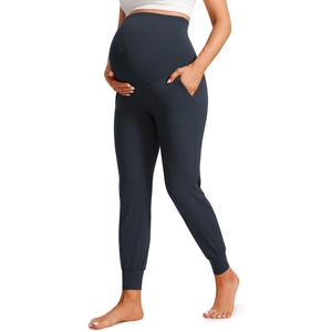 CRZ YOGA Butterluxe Maternity Joggers Pockets 27″ – Workout Active Yoga Pregnancy Womens Pants Over The Belly Soft(True Navy)