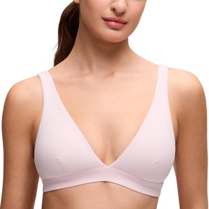 CRZ YOGA Butterluxe Soft Double Lined Deep V Neck Sports Bras for Women – Open Back Yoga Crop Top Casual Non Padded(Strawberry Pink)