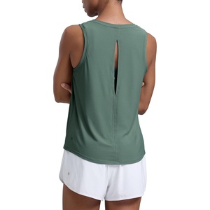 CRZ YOGA Cloudweight Open Back Workout Tops for Women Lightweight High Neck Athletic Gym Tank Soft Running Sleeveless Shirts(Graphite Green)