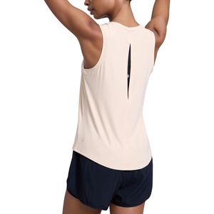 CRZ YOGA Cloudweight Open Back Workout Tops for Women Lightweight High Neck Athletic Gym Tank Soft Running Sleeveless Shirts(White Opal)