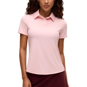 CRZ YOGA Golf Polo Shirts Short Sleeve for Women UPF 50+ – Sun Protection Tennis Athletic Collared Tops Lightweight Quick Dry(Strawberry Pink)