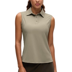 CRZ YOGA Golf Polo Shirts Sleeveless for Women UPF 50+ – Sun Protection Tennis Athletic Collared Tanks Lightweight Quick Dry(Warm Ash Grey)
