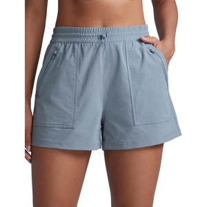CRZ YOGA High Waisted Hiking Shorts for Women 3″ – Water Resistant Cargo for Athletic Travel Outdoor with Zip Pockets(Belgian Blue)