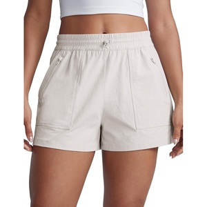 CRZ YOGA High Waisted Hiking Shorts for Women 3″ – Water Resistant Cargo for Athletic Travel Outdoor with Zip Pockets(Milky White (Bone))