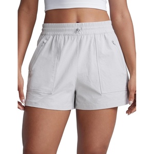 CRZ YOGA High Waisted Hiking Shorts for Women 3″ – Water Resistant Cargo for Athletic Travel Outdoor with Zip Pockets(Platinum Grey)
